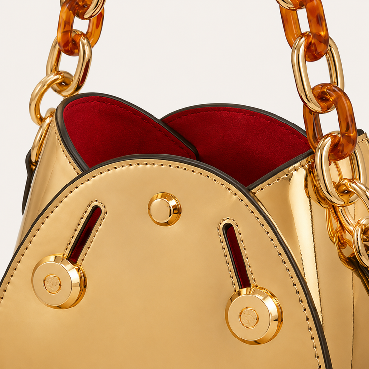 Solea Bag – Gold Zincirli Parlak Kadın Çantası