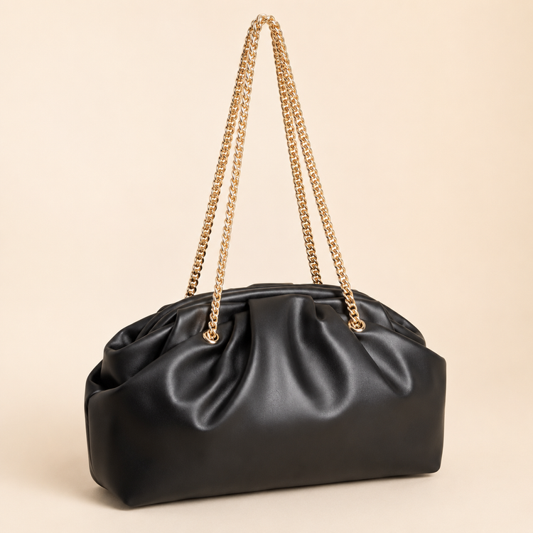 Liora Chain Bag – Gold Zincirli Yumuşak Omuz Çantası